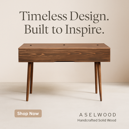 Mid-Century Modern Solid Wood Piano & Keyboard Stand – Handmade Studio Furniture My Store