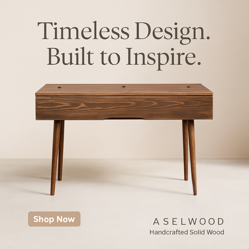 Mid-Century Modern Solid Wood Piano & Keyboard Stand – Handmade Studio Furniture My Store