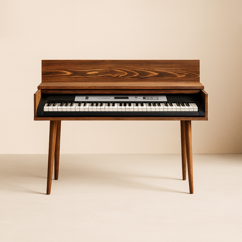 Mid-Century Modern Solid Wood Piano & Keyboard Stand – Handmade Studio Furniture My Store
