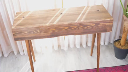 Mid-Century Modern Solid Wood Piano & Keyboard Stand – Handmade Studio Furniture